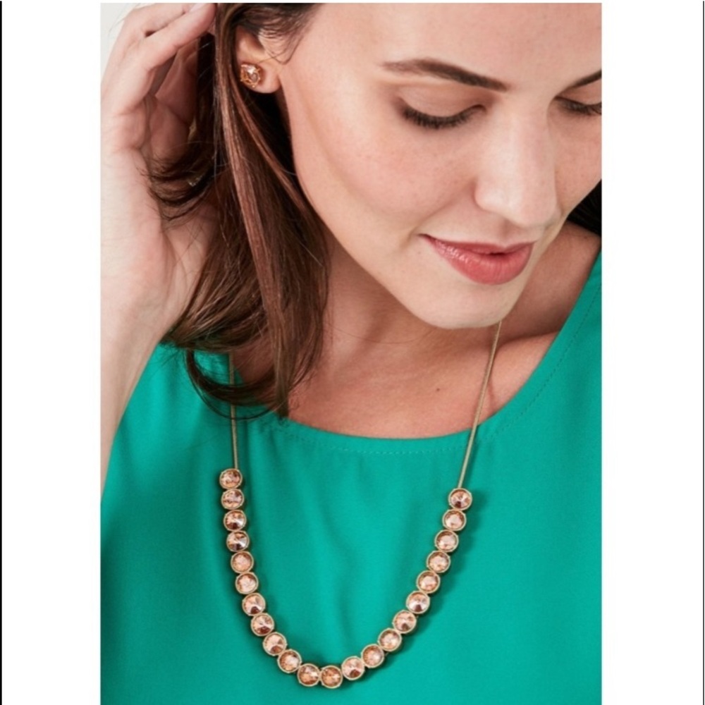 Stella & Dot | Champagne Peach + Vintage Gold Retired Vida Pulley Neckla… - Picture 6 of 8